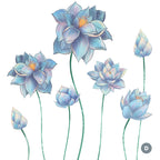 Big Blue Floral Butterflies Vinyl Wall Decal Removable PVC Wall Sticker Mural For Living Room Bedroom Kitchen Wall Decor Creative Home DIY Wall Decoration