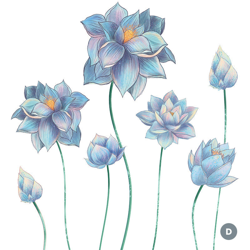 Big Blue Floral Butterflies Vinyl Wall Decal Removable PVC Wall Sticker Mural For Living Room Bedroom Kitchen Wall Decor Creative Home DIY Wall Decoration