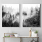 Black & White Misty Wilderness Forest Wall Art Fine Art Canvas Prints Minimalist Nordic Landscape Pictures For Living Room Scandinavian Interior Decor