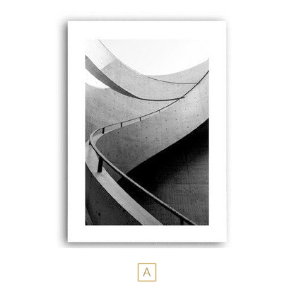 Black White Architectural Study Wall Art Ancient Church Arch Pathway Modern Abstract Structure Fine Art Canvas Prints For Modern Home Decor