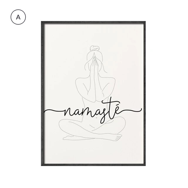 Black White Namaste Quotation Print Wall Art Fine Art Canvas Prints Minimalist Yoga Meditation Inspirational Pictures For Living Room Bedroom Home Decor