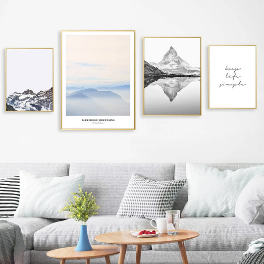 Blue Ridge Mountains Wall Art Matterhorn Minimalist Keep Life Simple Nordic Style Fine Art Canvas Prints For Modern Home Interior Decor