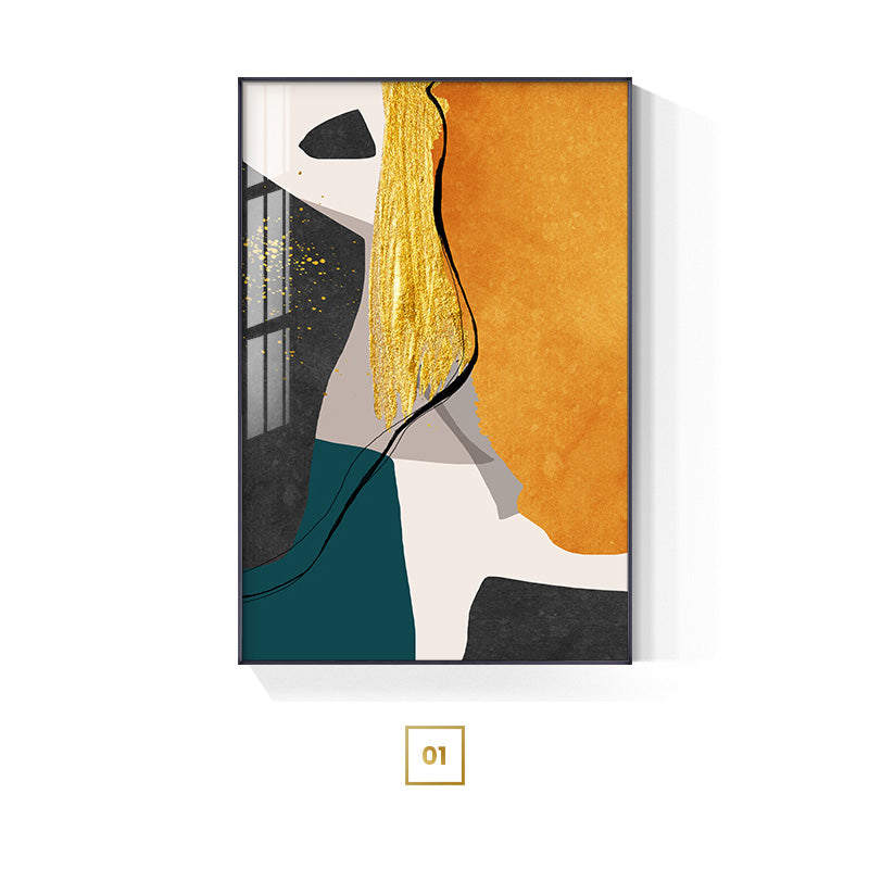 Bold Orange Abstract Geomorphic Color Block Wall Art Pictures For Luxury Loft Living Room Dining Room Modern Home Office Interior Decoration
