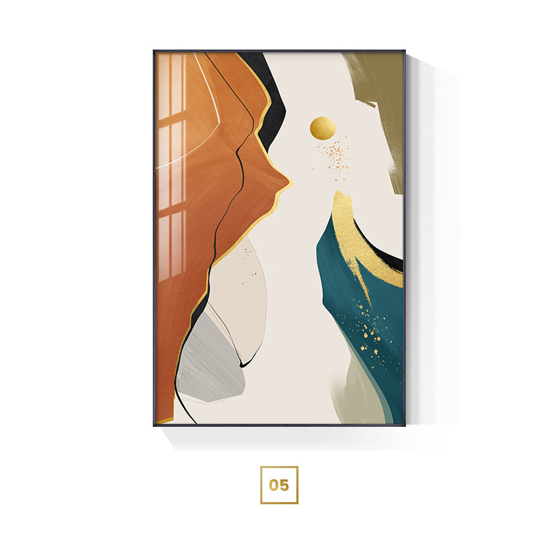 Bold Orange Abstract Geomorphic Color Block Wall Art Pictures For Luxury Loft Living Room Dining Room Modern Home Office Interior Decoration