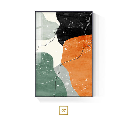 Bold Orange Abstract Geomorphic Color Block Wall Art Pictures For Luxury Loft Living Room Dining Room Modern Home Office Interior Decoration