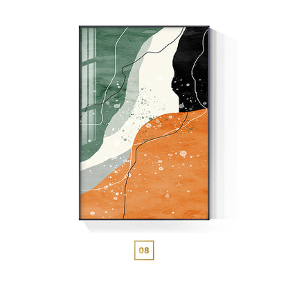 Bold Orange Abstract Geomorphic Color Block Wall Art Pictures For Luxu –