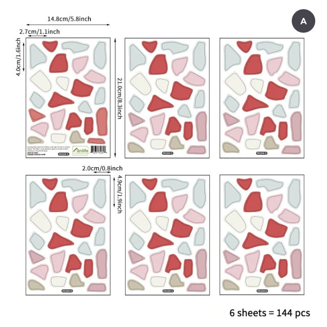 Colorful Terrazzo Pebbles Wall Decals Removable Self Adhesive Vinyl Wall Stickers For Living Room Wall Kids Nursery Room Decor Creative DIY Decor