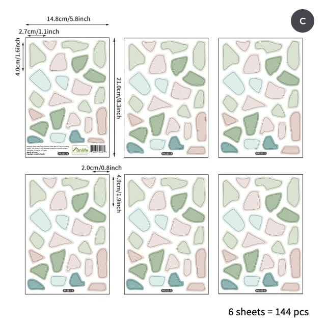 Colorful Terrazzo Pebbles Wall Decals Removable Self Adhesive Vinyl Wa ...