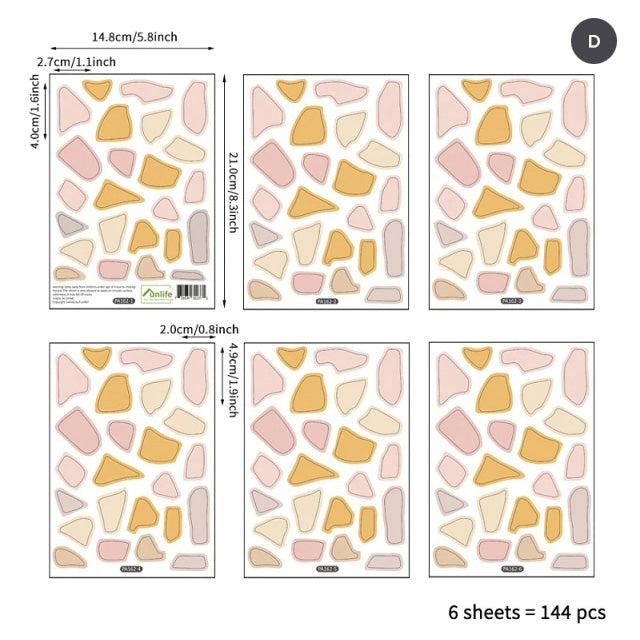 Colorful Terrazzo Pebbles Wall Decals Removable Self Adhesive Vinyl Wall Stickers For Living Room Wall Kids Nursery Room Decor Creative DIY Decor