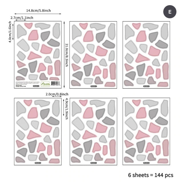 Colorful Terrazzo Pebbles Wall Decals Removable Self Adhesive Vinyl Wall Stickers For Living Room Wall Kids Nursery Room Decor Creative DIY Decor