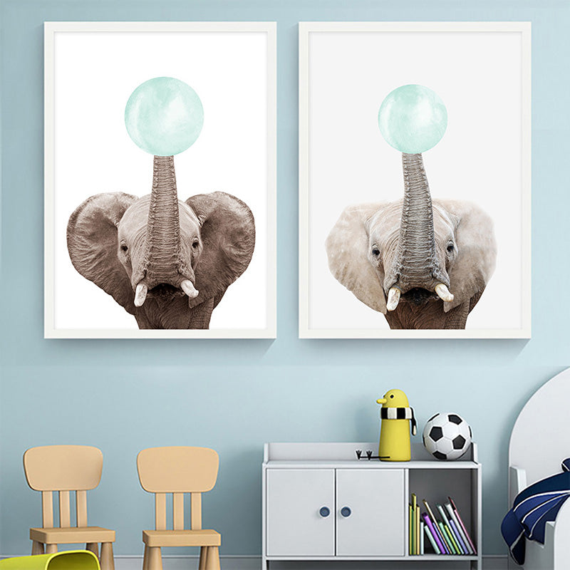 Whimsical Boys Elephant Bird Owl Nursery Wall Art Decor Poster