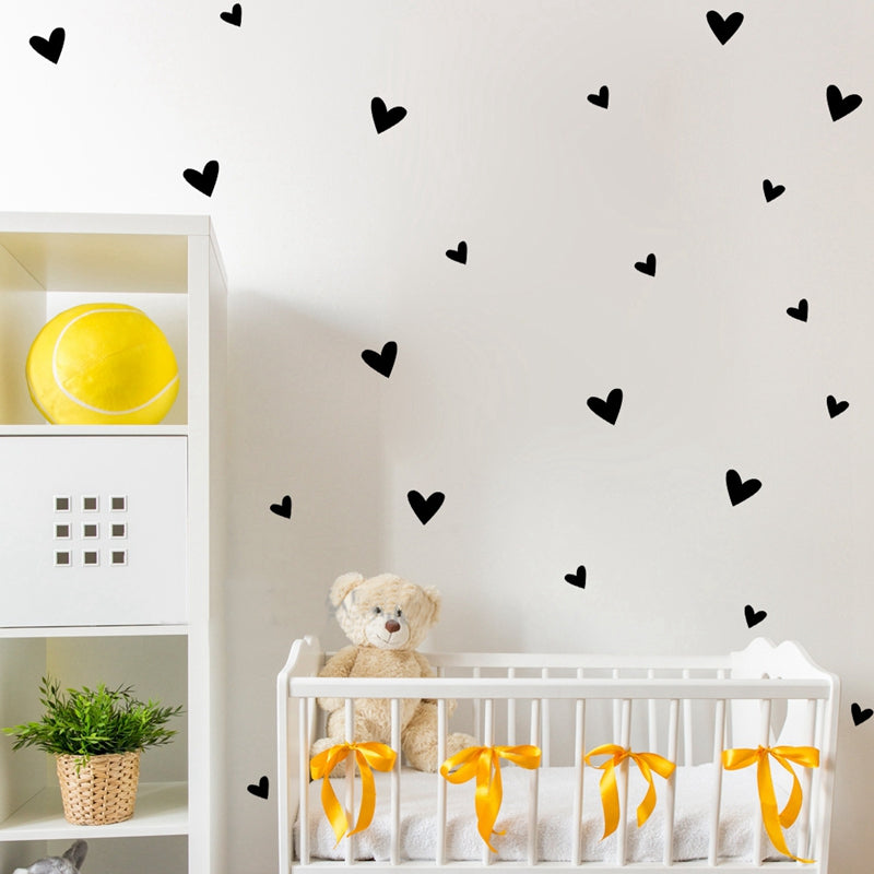 PVC Vinyl Love Hearts Cute Wall Stickers For Baby's Room Decor Removable Wall Decals Colorful Creative DIY Nordic Style Nursery Room Wall Art Decoration