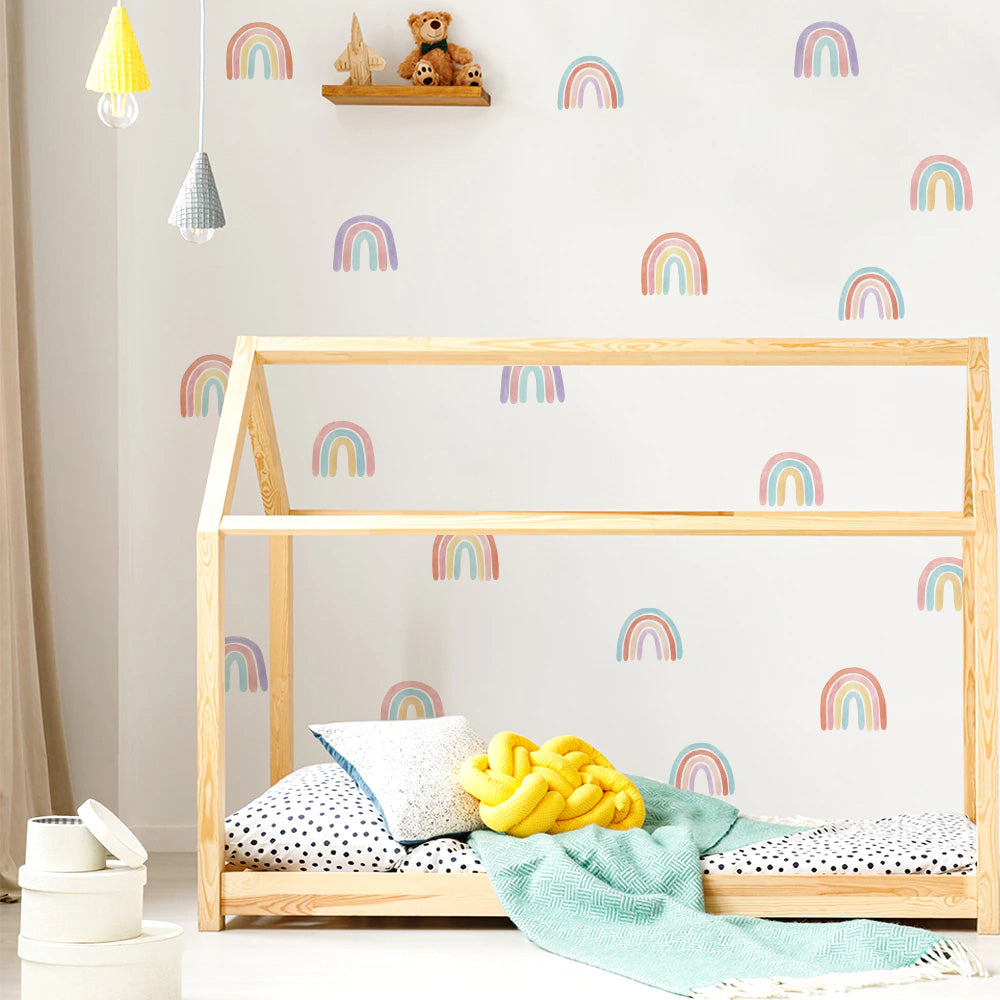 Cute Rainbow Wall Stickers For Nursery Wall Colorful Removable PVC Wall Decals For Creative DIY Decoration Of Children's Room Baby's Bedroom Wall Decor