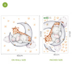 Cute Animals Moon And Stars Wall Murals For Children's Room Removable Self Adhesive Vinyl Wall Decal For Babys Nursery Creative DIY Home Decor