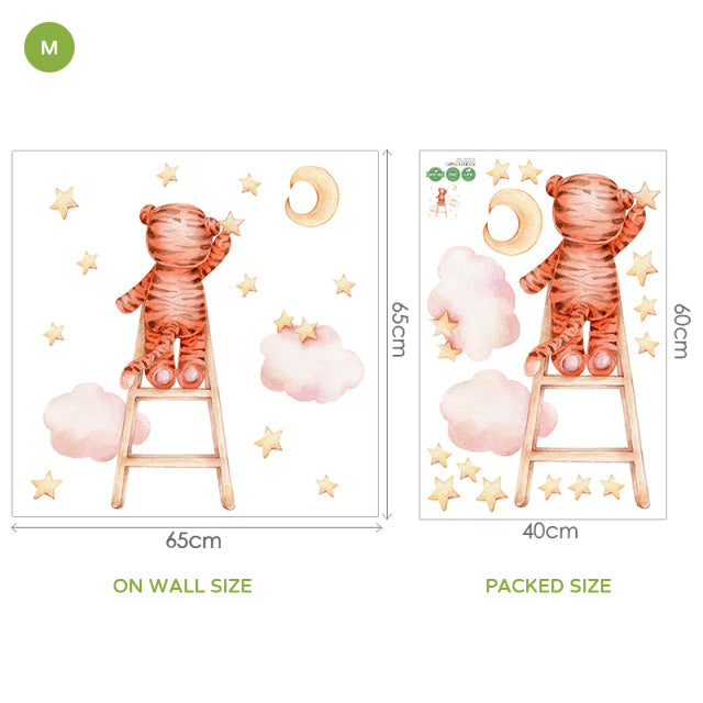 Cute Animals Moon And Stars Wall Murals For Children's Room Removable Self Adhesive Vinyl Wall Decal For Babys Nursery Creative DIY Home Decor