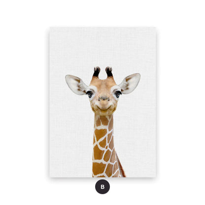 Cute Baby Animal Portraits Wall Art Posters For Kid's Bedroom Fine Art Canvas Prints Elephant Giraffe Lion Cub Pictures For Nordic Nursery Wall Decor