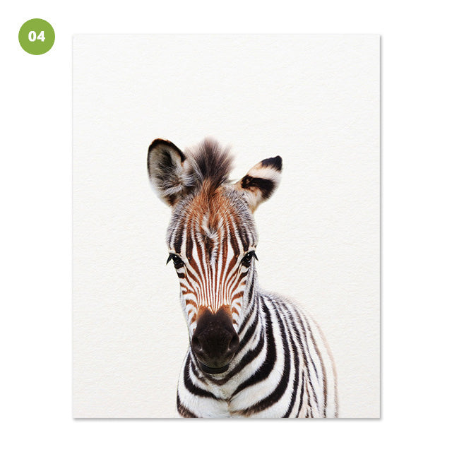 Safari Cute Baby Animals Elephant Rhino Lion Tiger Print Nursery Wall Art Fine Art Canvas Prints Minimalist Pictures For  Kid's Room Nordic Home Decoration