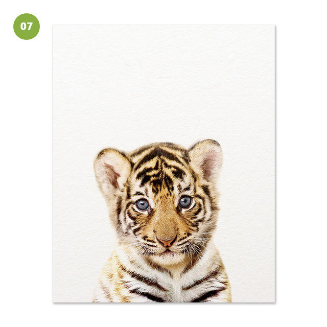 Safari Cute Baby Animals Elephant Rhino Lion Tiger Print Nursery Wall Art Fine Art Canvas Prints Minimalist Pictures For  Kid's Room Nordic Home Decoration