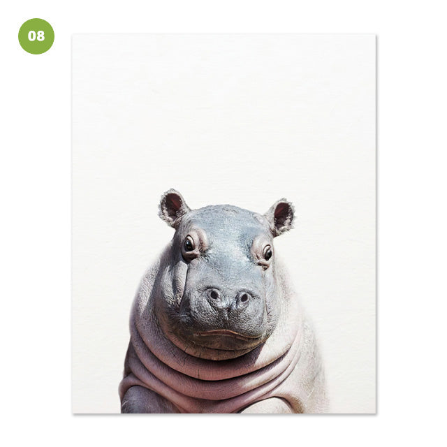 Safari Cute Baby Animals Elephant Rhino Lion Tiger Print Nursery Wall Art Fine Art Canvas Prints Minimalist Pictures For  Kid's Room Nordic Home Decoration