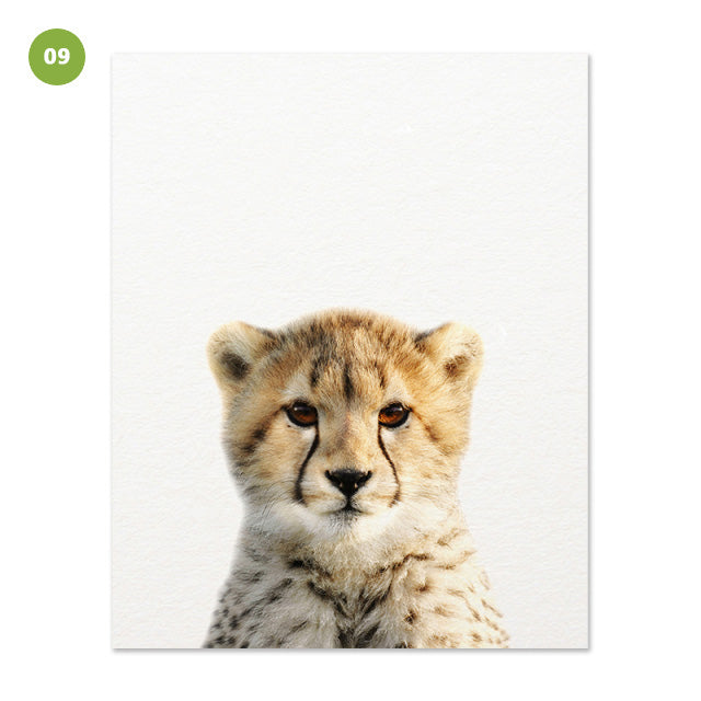 Safari Cute Baby Animals Elephant Rhino Lion Tiger Print Nursery Wall Art Fine Art Canvas Prints Minimalist Pictures For  Kid's Room Nordic Home Decoration