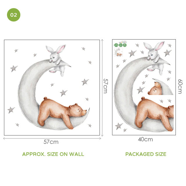 Teddy Bear Moon Cloud And Stars Wall Decals For Kids Room Removable Wall Stickers For Baby Room Nordic Nursery Wall Creative DIY Art Decor