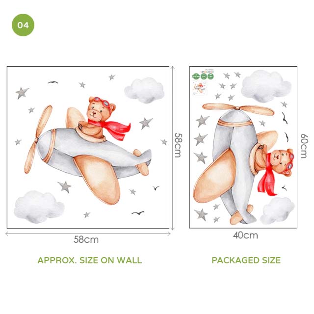 Teddy Bear Moon Cloud And Stars Wall Decals For Kids Room Removable Wall Stickers For Baby Room Nordic Nursery Wall Creative DIY Art Decor