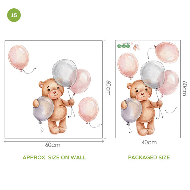 Teddy Bear Moon Cloud And Stars Wall Decals For Kids Room Removable Wall Stickers For Baby Room Nordic Nursery Wall Creative DIY Art Decor