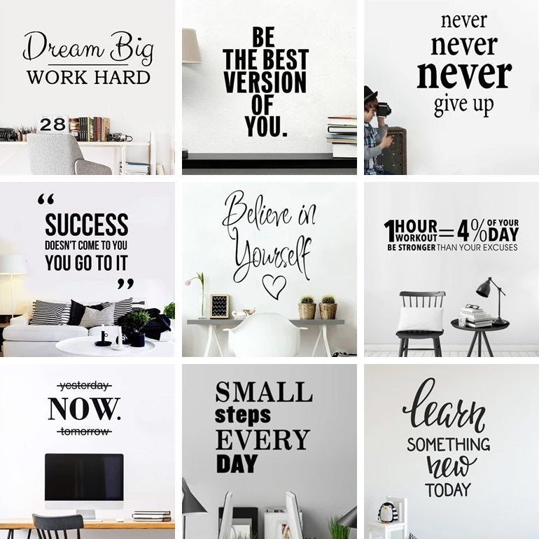 Daily Motivation Quotations Wall Decals Removable PVC Wall Stickers For Living Room Bedroom Work Study Inspirational Creative DIY Home Decor