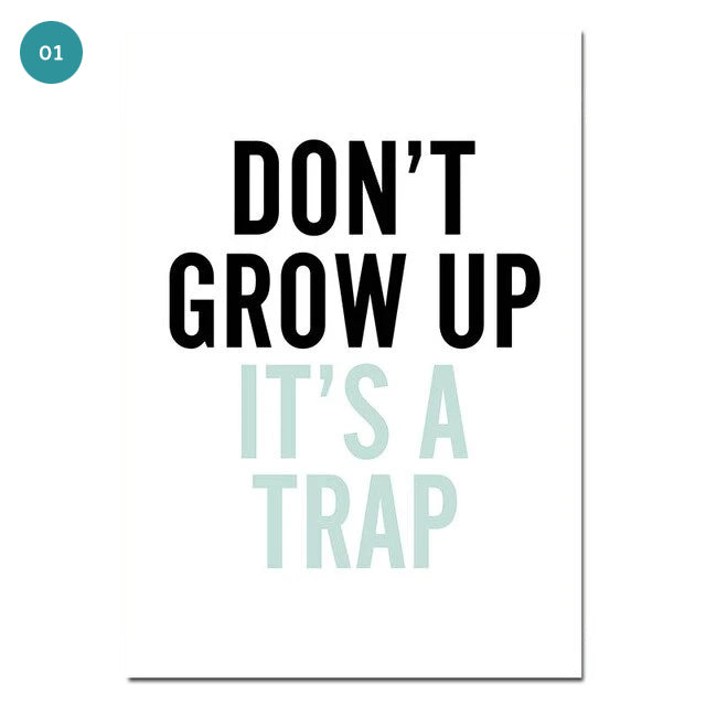 Don\'t Grow Up Quote Kids Room Wall Art Fine Art Canvas Print I ...