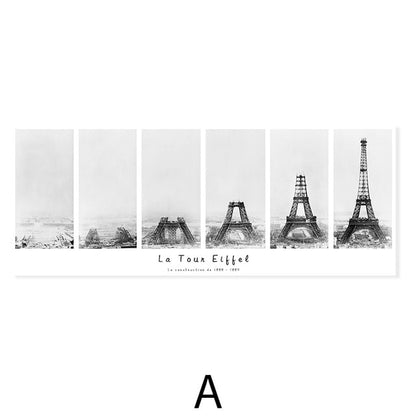 Eiffel Tower Construction Modern Abstract Black White Wall Art Fine Art Canvas Print Wide Format Architectural Posters For Office Living Room Home Decor