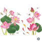 Pink Lotus Garden Dragonfly Fish Birds PVC Wall Mural Removable Vinyl Wall Sticker Decal For Living Room Kitchen Utility Room Creative DIY Wall Decor
