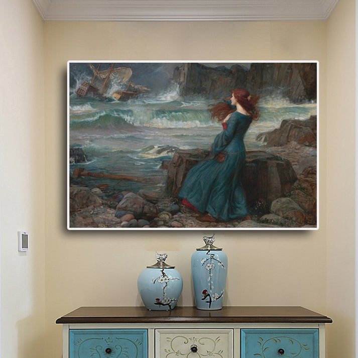 Famous Paintings Wall Art Miranda The Tempest By John William Waterhou