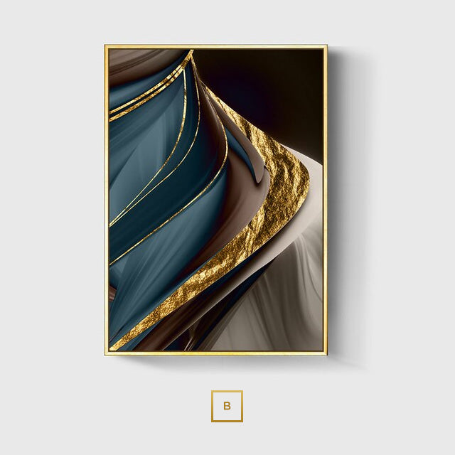 Flowing Golden Feather Abstract Wall Art Fine Art Canvas Prints Neutral Color Pictures For Modern Luxury Living Room Dining Room Bedroom Wall Decor