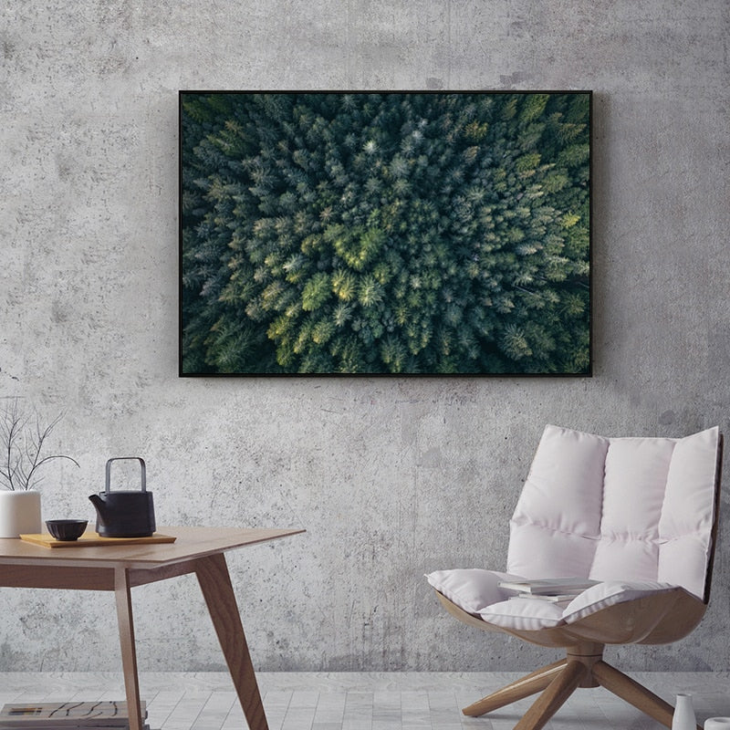 Forest View From Above Green Trees Wilderness Wall Art Fine Art Canvas Prints Modern Abstract Beauty Of Nature Pictures For Home Office Wall Art Decor