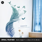 Freedom Birds Feather Wall Decor Murals Removable PVC Self Adhesive Dream Feathers Decals For Living Room Bedroom Wall Art Creative Home Decor
