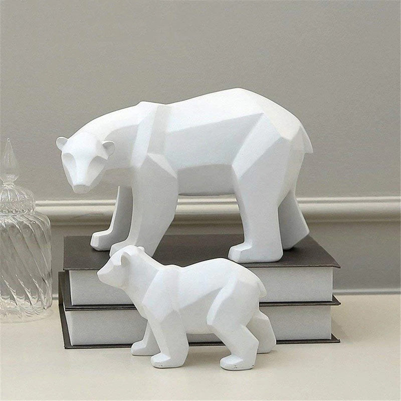 Geometric Polar Bear Sculpture Black Bear Statue Modern Ornamental Decoration For Living Room Coffee Table Bookshelf Mantelpiece Nordic Home Decor