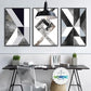 Geometric Asymmetric Marble Design Wall Art Decor Nordic Style Black & White Fine Art Canvas Prints For Modern Living Room Interior Decor