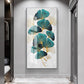 Golden Jade Exotic Botanical Leaves Wall Art Modern Luxury Picture For Living Room Dining Room Vertical Format Fine Art Canvas Prints For Home Office Interior Decor