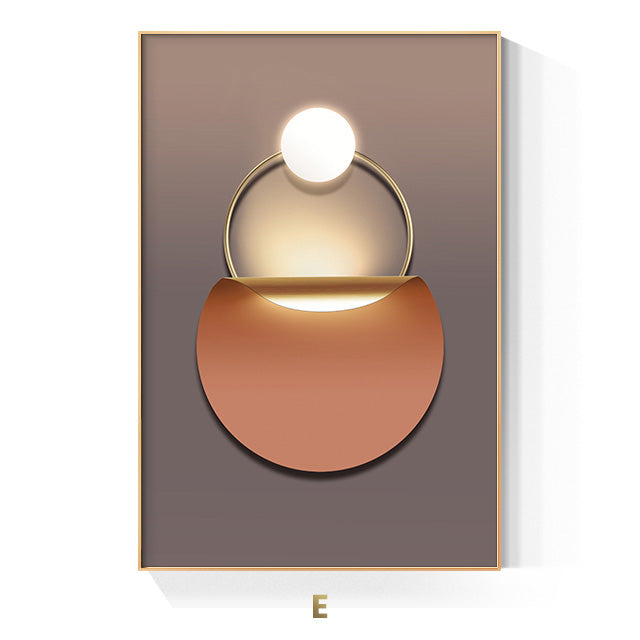 Golden Ring Modern Aesthetics Abstract Wall Art Fine Art Canvas Prints Geometric Pictures For Luxury Living Room Dining Room, Home Office Decor