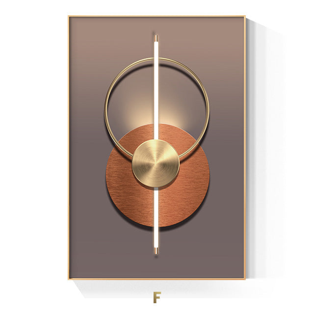Golden Ring Modern Aesthetics Abstract Wall Art Fine Art Canvas Prints Geometric Pictures For Luxury Living Room Dining Room, Home Office Decor