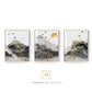 Golden Sun Birds Geometric Abstract Flowing Landscape Wall Art Fine Art Canvas Prints Auspicious Pictures For Living Room Luxury Home Office Decor