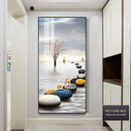 Golden Circle Of Light Nordic Abstract Auspicious Wall Art Fine Art Canvas Prints Modern Skyscraper Format Pictures For Luxury Living Room Wall Decor