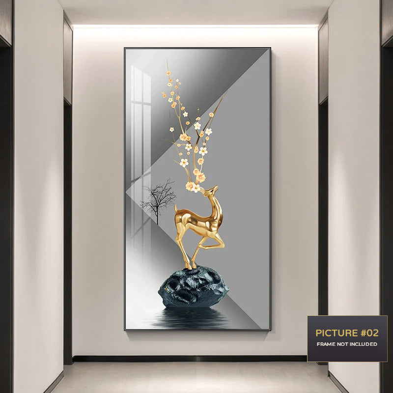 Golden Circle Of Light Nordic Abstract Auspicious Wall Art Fine Art Canvas Prints Modern Skyscraper Format Pictures For Luxury Living Room Wall Decor