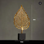 Golden Leaf Statues Decorative Exotic Botanical Silhouette Leaves Desktop Ornaments For Luxury Living Room Sideboard Coffee Table Nordic Style Decoration