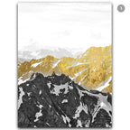 Golden Mountain Landscape Wilderness Wall Art Semi Abstract Mystical Terrain Fine Art Canvas Prints Nordic Pictures For Modern Home Decor