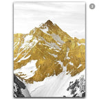Golden Mountain Landscape Wilderness Wall Art Semi Abstract Mystical Terrain Fine Art Canvas Prints Nordic Pictures For Modern Home Decor