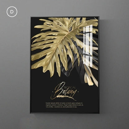 Black Green Golden Palm Leaves Wall Art Fine Art Canvas Prints Modern –