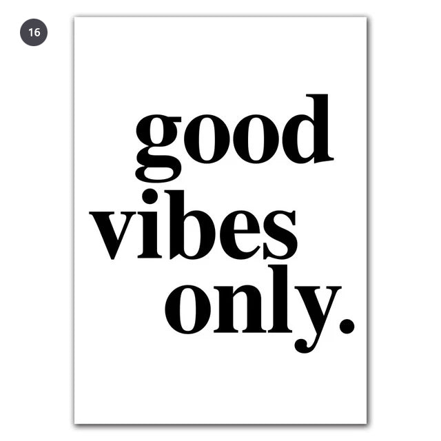 Good Vibes Only Simple Minimalist Quotes Wall Art Black White Fine Art Canvas Prints Inspirational Quotations Posters For Living Room Home Office Decor