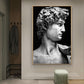 Classical Renaissance Sculpture Michelangelo David Statue Wall Art Fine Art Canvas Print Black & White Picture For Modern Living Room Decor