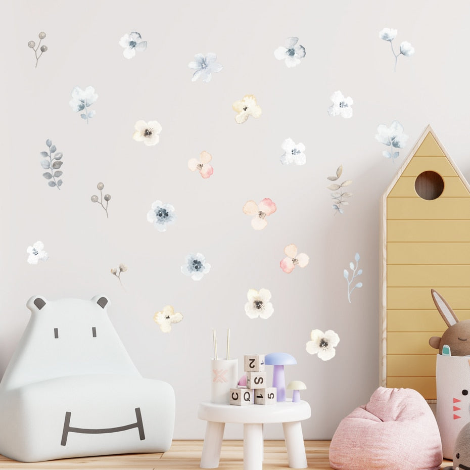 Bohemian Flowers & Butterflies Wall Decals Removable PVC Vinyl Wall Stickers For Decorating Living Room Bedroom Wall Creative DIY Home Decor